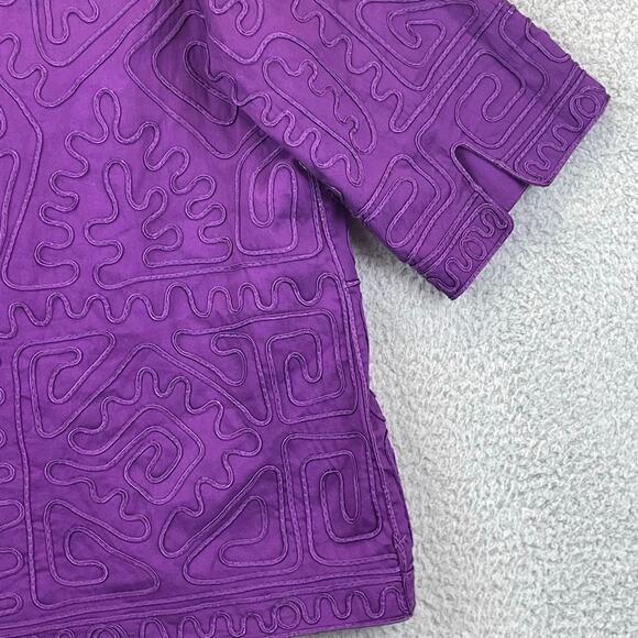 Catherines Maggie Barnes Jacket 14P 16P Artsy Aztec 3/4 Sleeve Lined Purple - Picture 10 of 11